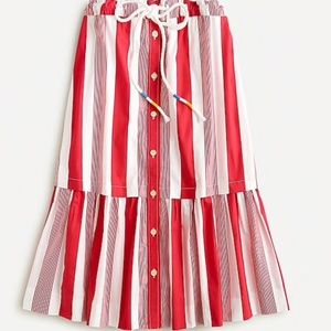 J Crew Cotton poplin drawstring skirt in stripe
